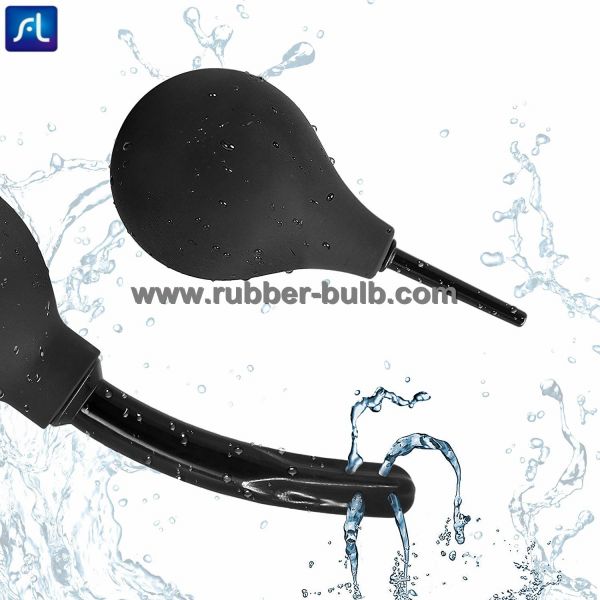 Black Silicone Enema Bulb Kit 7.6oz Clean Anal Douche With 19.7in Hose