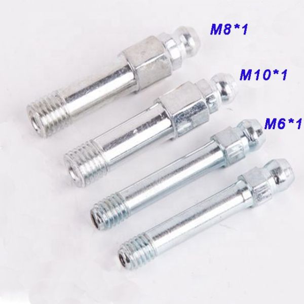 ODM soportado conexión femenina de acero largo grasa pezón M6-M10 para necesidades de lubricación personalizadas en excavadoras y camiones