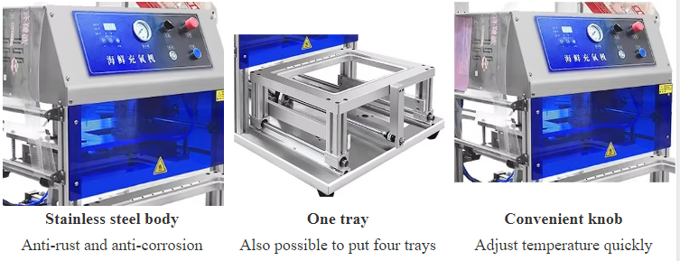 Fully Automatic Tray Sealer QF430THX-E with Food Grade Stainless Steel and 6061 Anodized Aluminum Mold for Modified Atmosphere Packaging