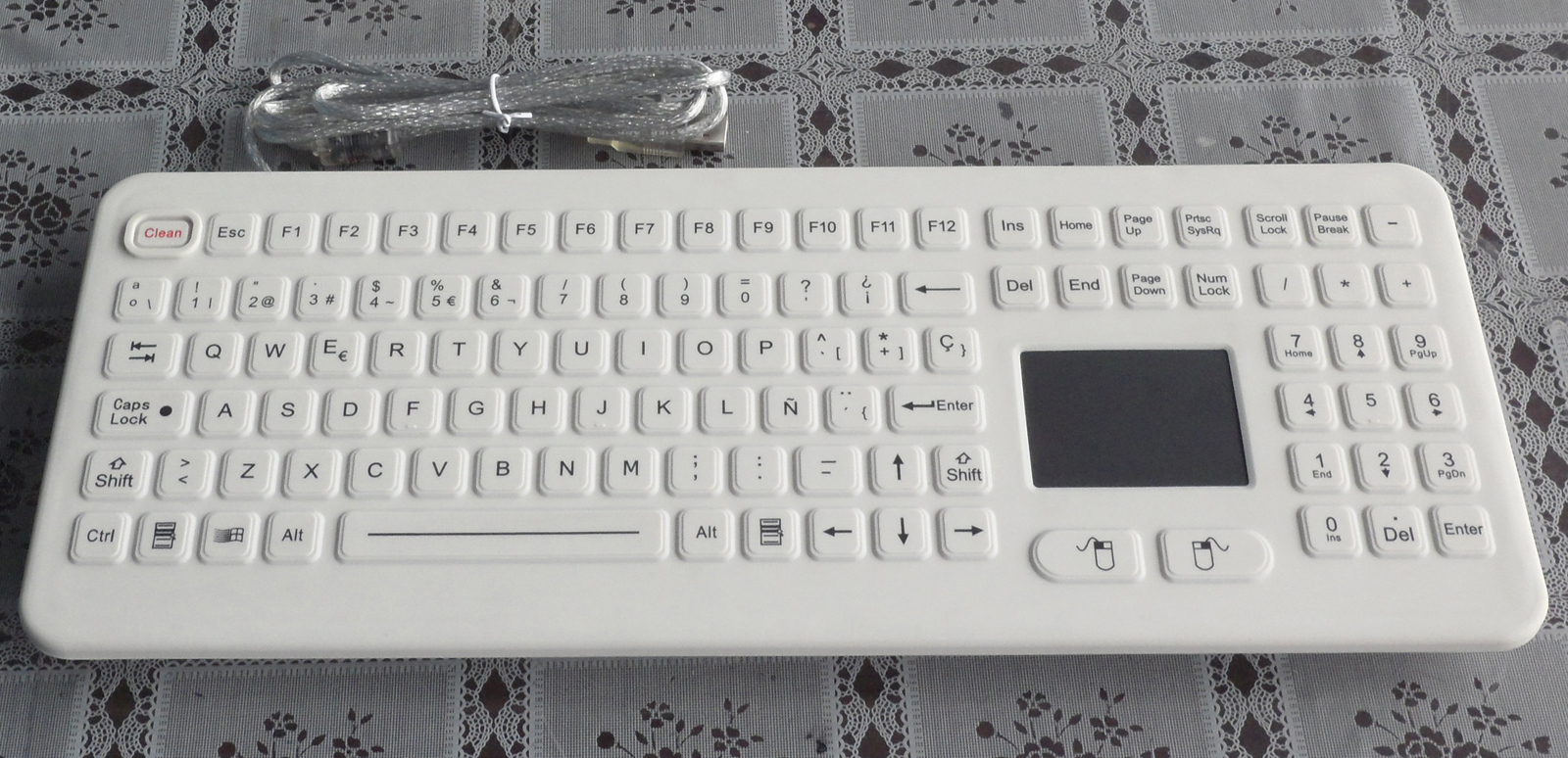клавиатура силиконовой резины 108 ключей медицинская с грубым touchpad и USB взаимодействуют