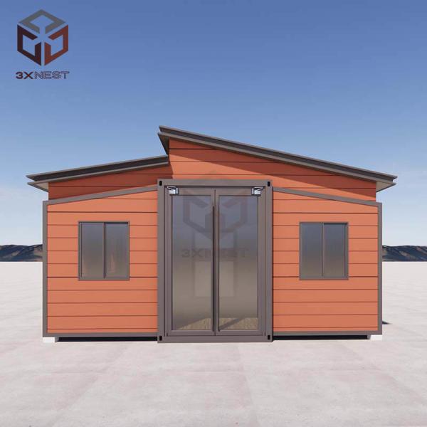 Premade House with Double Sloped Roof and Steel Door