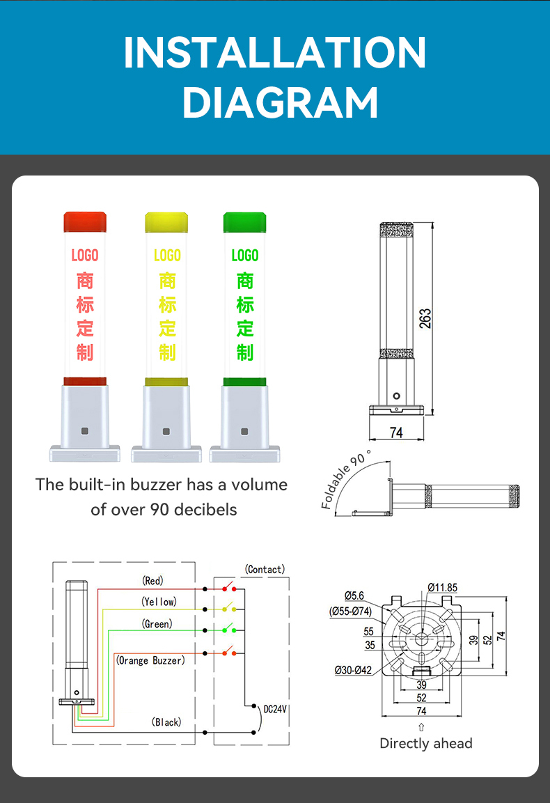 Multi color Machine Tower Lamp with customizable light patterns for enhanced visual communication on production lines