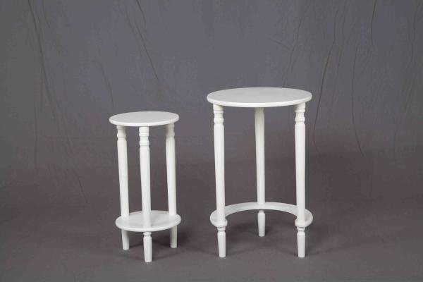 White Nesting Soild Wooden Sofa End Tables MDF For Saving Space Balcony
