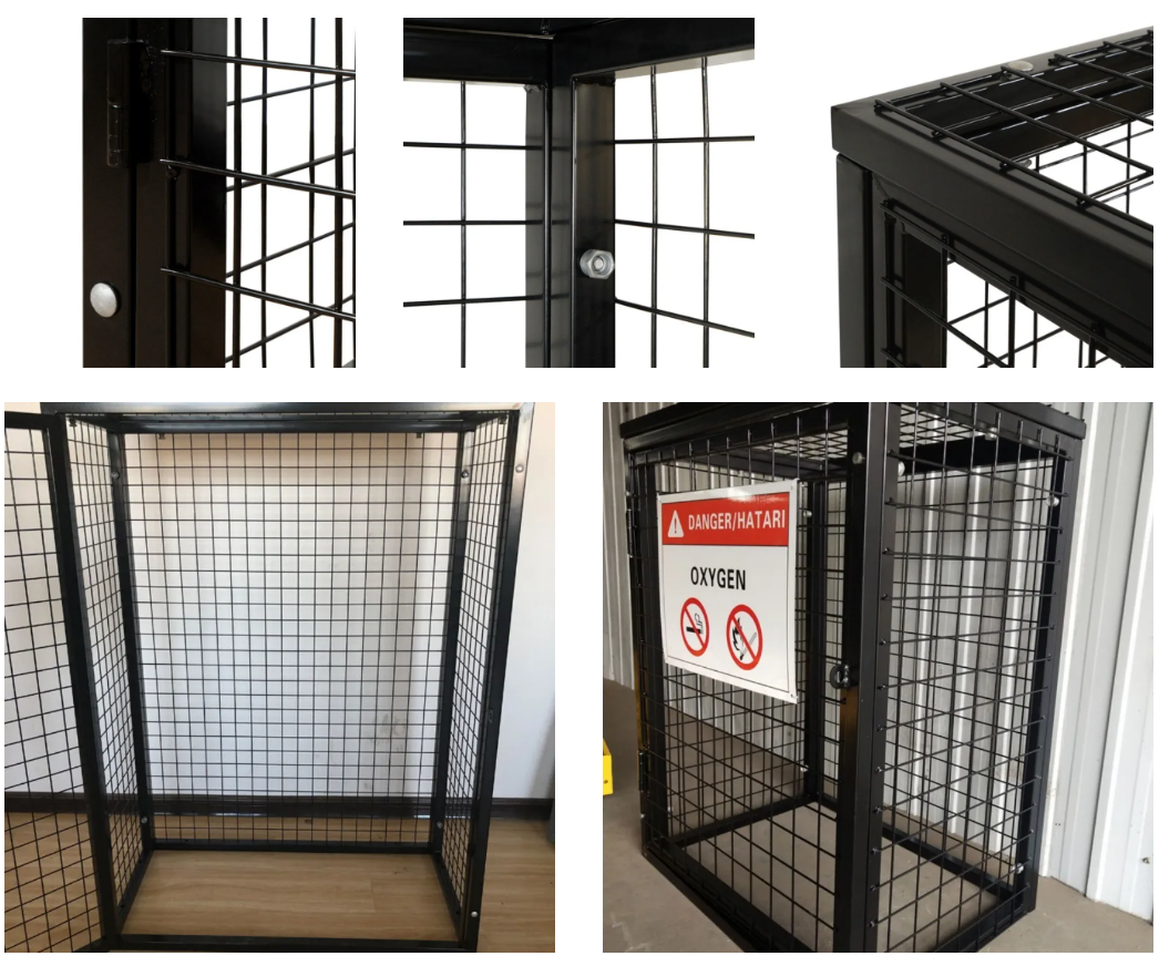 Powder Coated Metal Mesh Steel Gas Cage Storage Orange Cylinder Cage