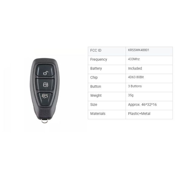 3 Buttons Smart Car Remote Keyless Key For Ford B-Max C-Max Fiesta Focus Galaxy Auto Parts