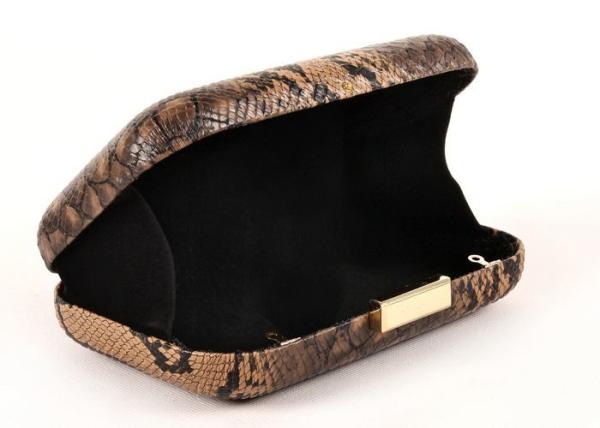 Pu Leather Black And Gold Beautiful Clutch Bags Rectangle Closure For Dinner Party