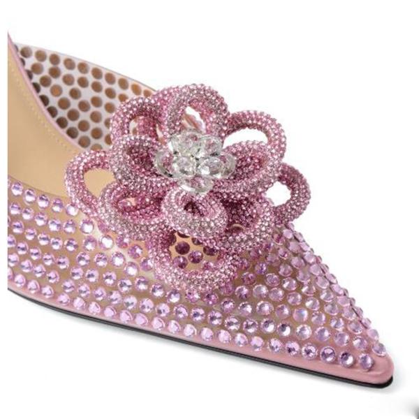 2022SS Fashion Multicolor Crystal Flower Transparent Pvc Crystal Rhinestone For Female Bride Wedding With Pum
