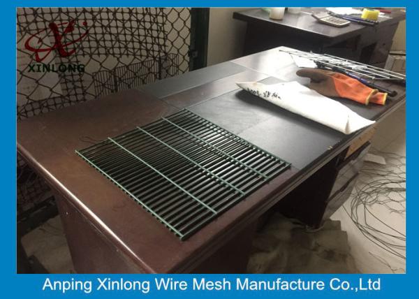 PVC Coated Welded 4mm Heat Treated Metal Security 358 Fence With Barbed Wire