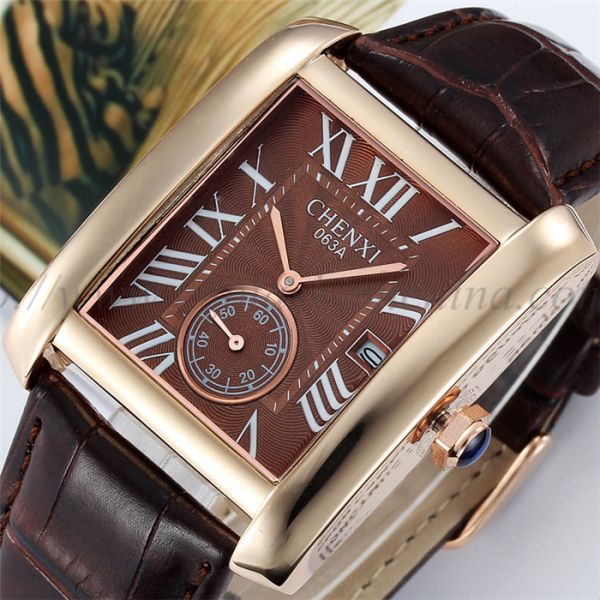 063A Fashion European Hotsale Watches Women Luxury Watch Rose Gold Square Quartz Watch New