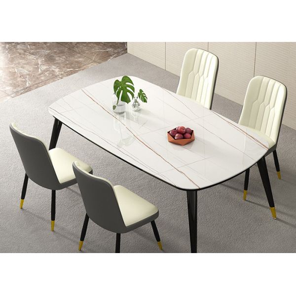 Marbled Stone Slate Dining Table , ISO9001 Family Dining Table