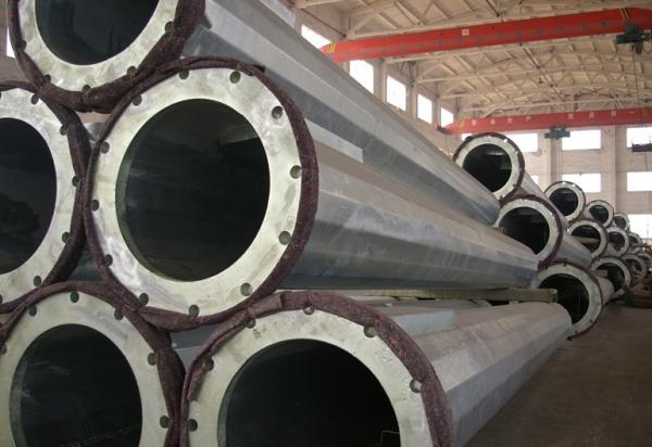 8M 9M Height Octagonal Electrical Column Metal Utility Pole in  No Joint