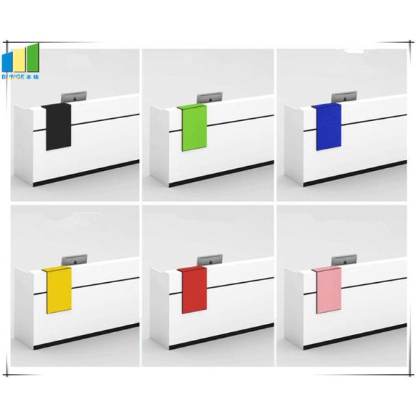 Wooden Office Reception Desk / Comfortable Mesh Office Chair Curved Round Painting Glass