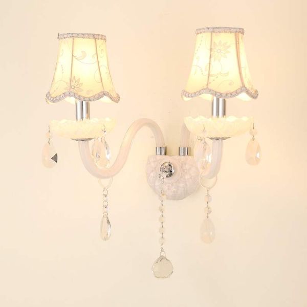 Modern Design LED Luxury Hanging K9 Crystal White Wall Lamps Bedroom Headboard Wall Sconce(WH-OR-162)