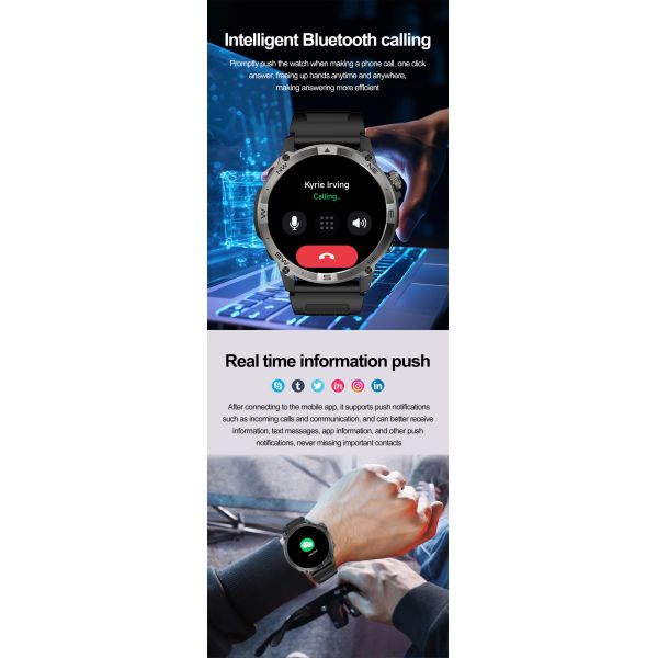 Eraysun GPS Motion Measure Rate HK08 Smartwatch 1.43 Inch AMOLED Screen HK08 Smart Watches