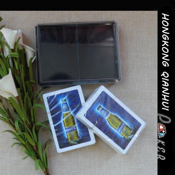 CUSTOM PLASTIC PLAYING CARDS IN PLASTIC BOX FOR  BEER ADVERTISING PURPOSE