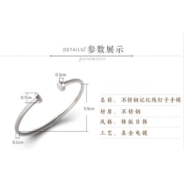 High Polish Stainless Steel Nail Bangle Gold Color New Style Rhinestone Zircon Rose Gold Bangle