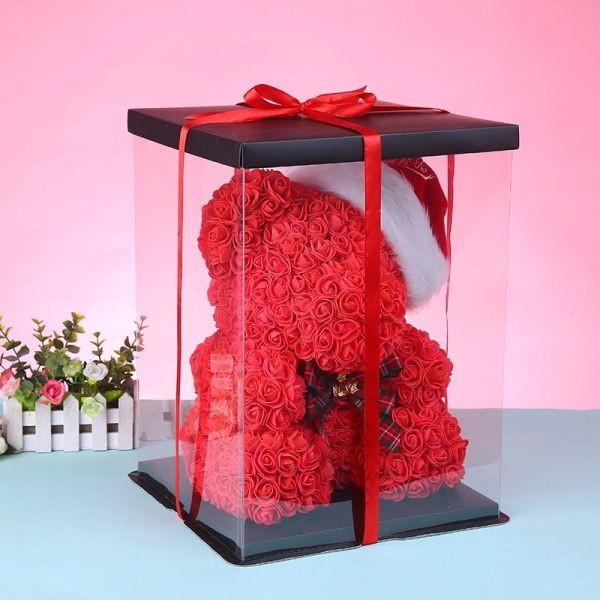 Long Lasting Preserved 40cm Size Roses Bear with Gift box That Lasting 3 Years  Valantines day gift