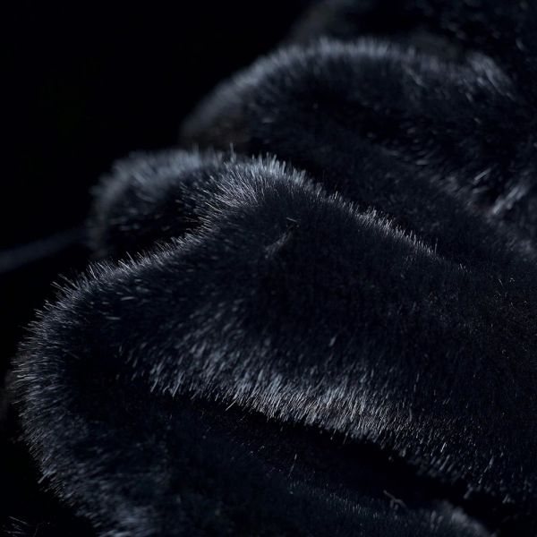 Black Fur Jacket Faux Fur Stand Up Fluffy Jacket