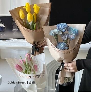 Hot Stamping Transparent Valentine's Day Floral Flower Wrapping Paper in Many Colors