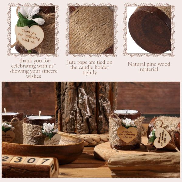 Portador de velas de cilindro de luz de madera de pueblo Bride shower Wedding baby shower party