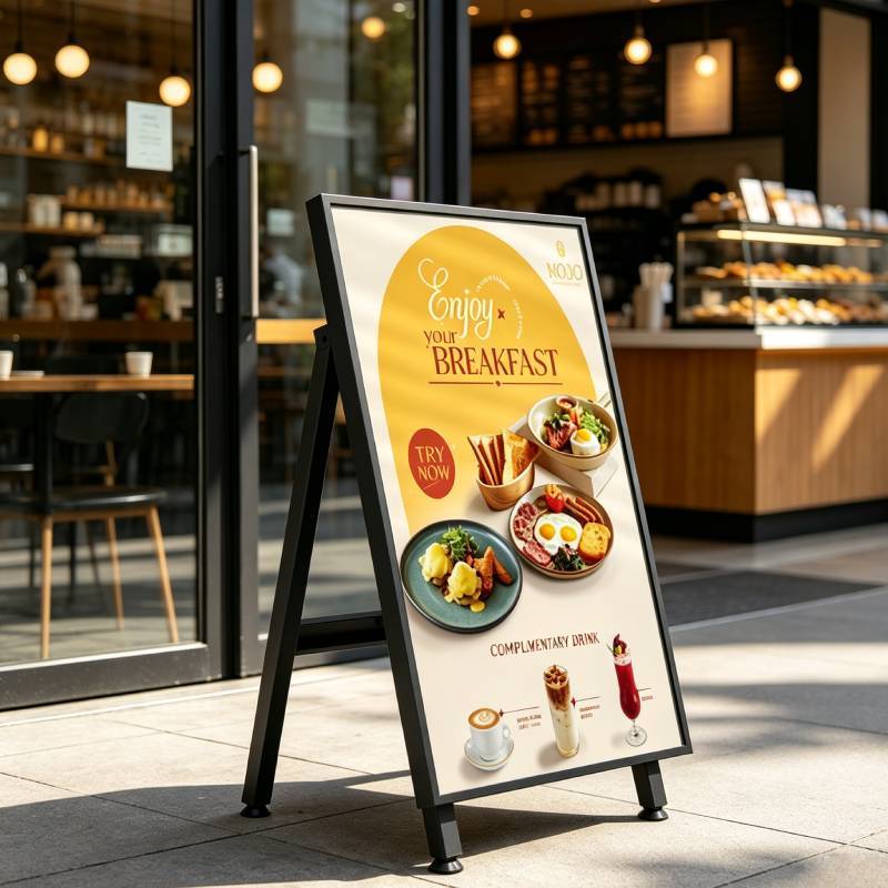 Waterproof Outdoor A Frame Mobile Digital Signage 32 43 49 55 Inch Portable Advertising Kiosk, Standing Digital Menu Board Display for Fast Food Shop Cafe Restaurant