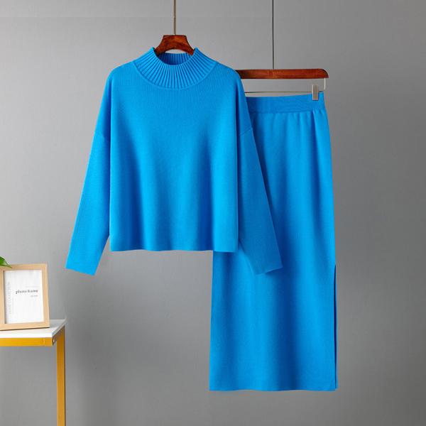 Free Size Ladies Top long sleeve and skirt sweater Knitted Casual Style Perfect for Everyday Wear