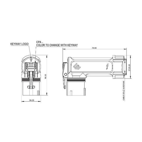 IPX8 3500VAC Single Pin Electrical Plug Connector Insulation Resistance