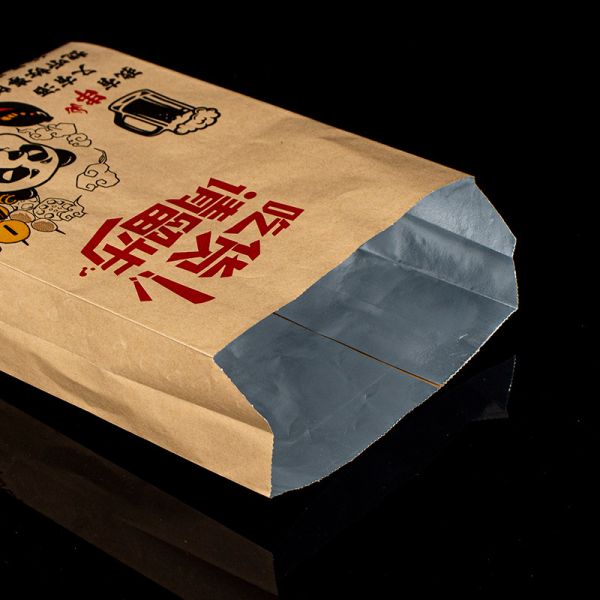 Insulated Aluminum Foil Lined Kraft Paper Bag for Custom Take Away Food Packaging BBQ