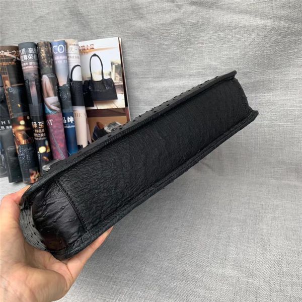 Authentic Real True Ostrich Skin Businessmen Large Laptop Briefcase Shoulder Bag Genuine Leather Top-handle Male Handbag