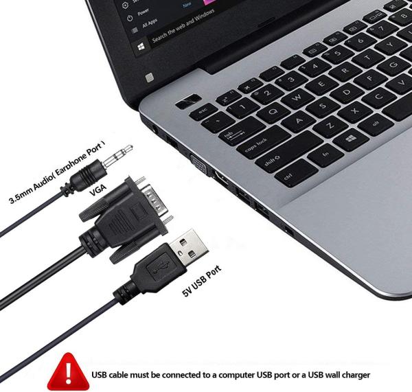 1.2M 4ft 3.5mm Plug 1080P 1080i VGA To HDMI Adapter