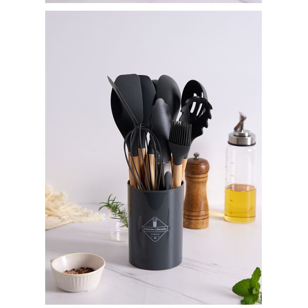 33 Piece Nonstick Cookware Set with Multicolor Frying Pans and Chinese Spatula Spoon