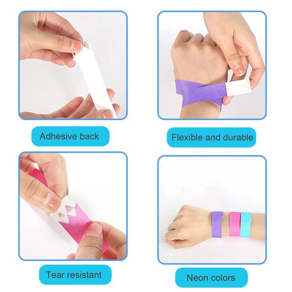 Snap Closure Waterproof and Durable Tyvek Wristbands for Events and Festivals Logo Customized