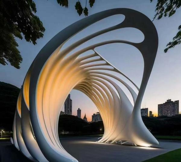 Sumário exterior da escultura da arte moderna do metal pintado para a decoração de construção
