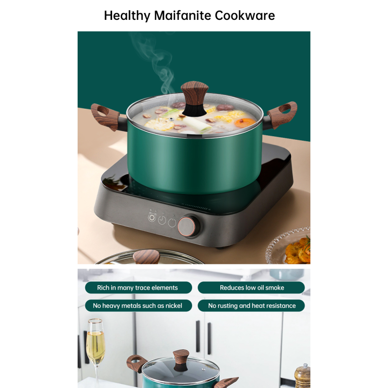 Hot Selling 20cm 24cm Korean Cookware Kitchen Non Stick Cooking Pot Aluminum Soup Stock Pot With Glass Lid