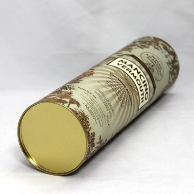 Tubo de carimbo de prata personalizado que empacota, latas do papel de embalagem Da tampa móvel da lata do papel da garrafa de vinho