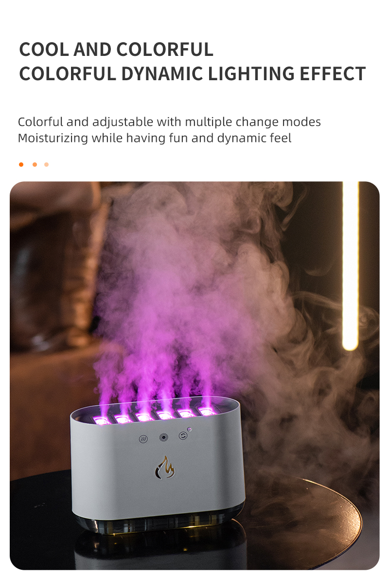 NEW Music Dynamic 7 Colorful Lighting Large Fashion Fog Cool Misting Personal Machine Smart Flame Humidifier