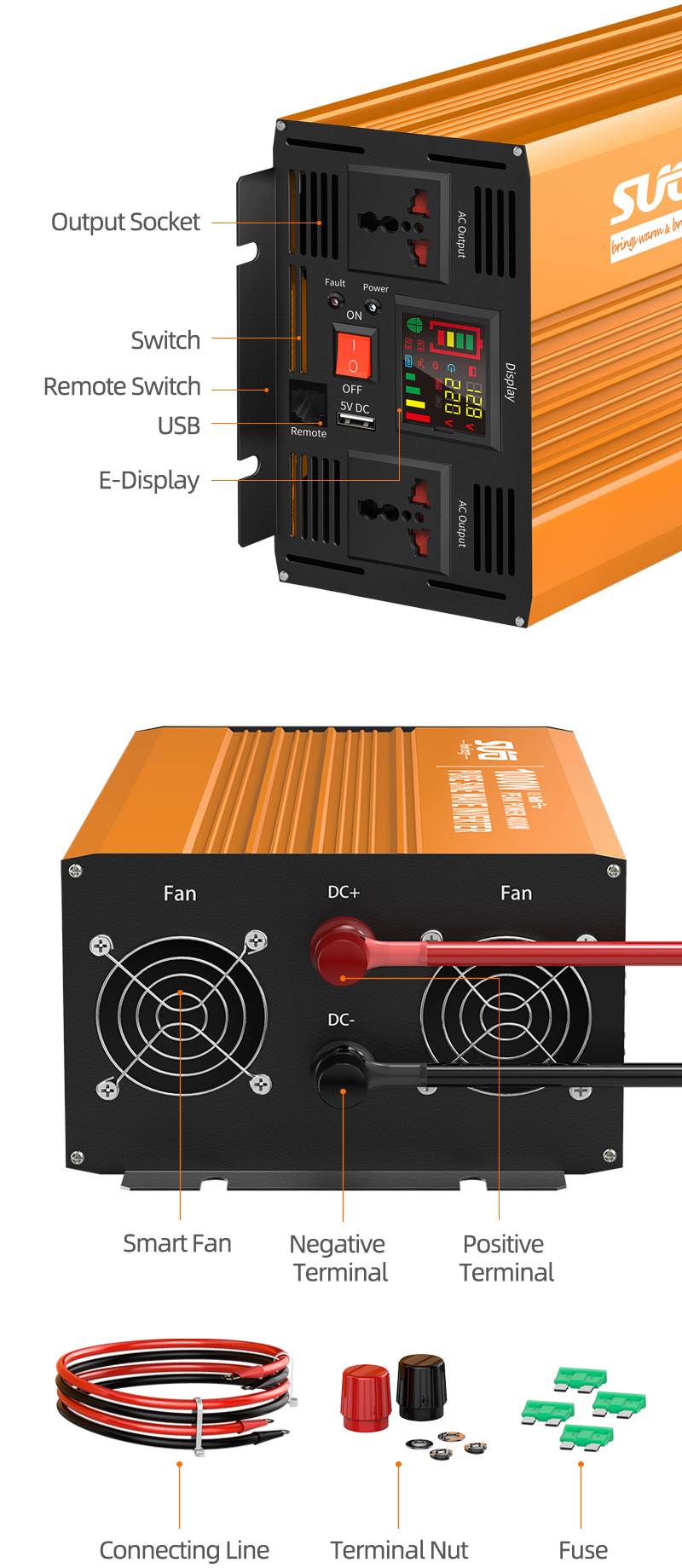 Инвертор 3000w инвертора кондиционеров инвертора мини инвертор 12v 220v инвертора 3 участков
