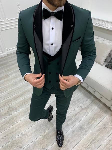 Bergamo Green Mens Peak Lapel Tuxedo