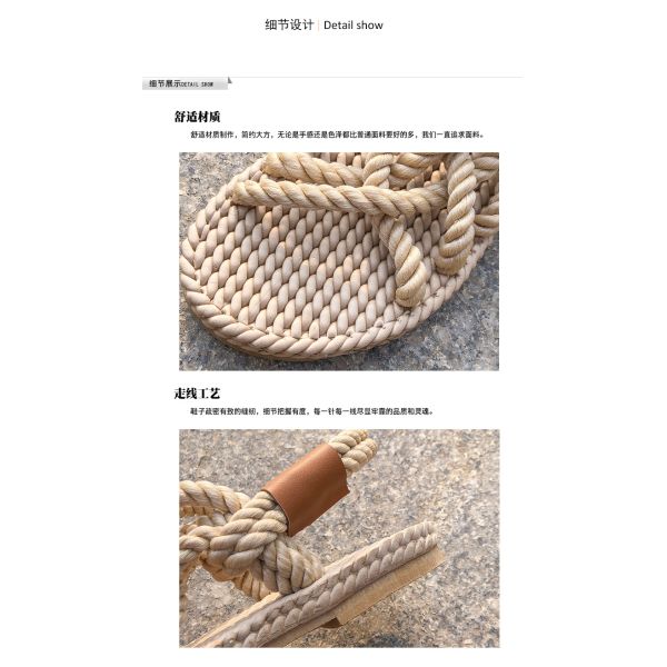 Y-Z Bohemian Summer comfort Women Ladies New Fashionable Open-toe Hemp Rope Woven Roman Flat Sandals