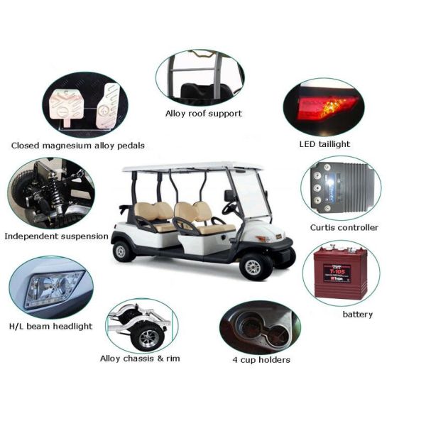 Fuel Type White Electric Golf Carts , 4 Passengers Golf Buggy Car