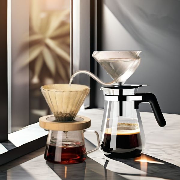 Plastic Type Round Transparent Glass Pour over Coffee Dripper for Modern Design
