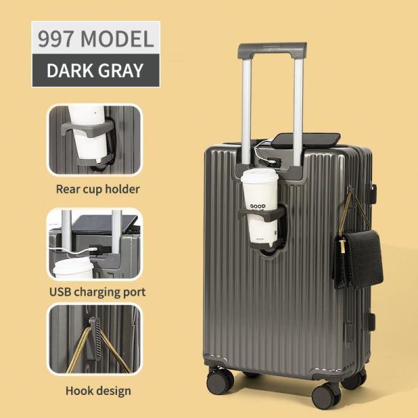 997 TSA lock ABS+PVC versatile Cup Holder luggage 20/24/28inch Travel luggage in Spinner Wheeled Trolley Luggage Bag Travel Case
