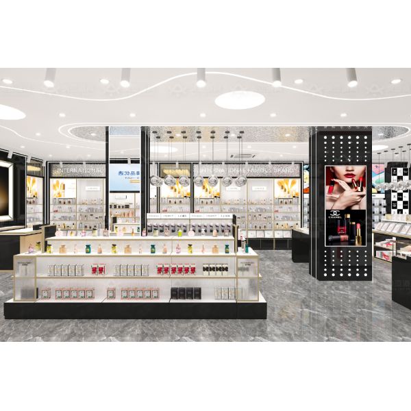 Magasin de beauté Décoration d'intérieur Tableau laminé or noir Plateau d'affichage cosmétique pour l'affichage des magasins de détail et la décoration des magasins de soins de la peau