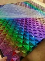 Color del arco iris Estampado Diamante de acero inoxidable Hoja de agua de onda Placa de decoración