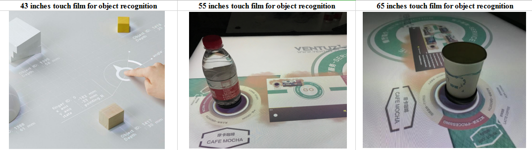Objects Recognition 65 Inch Interactive Touch Screen Foil Rear Projection Film Clear