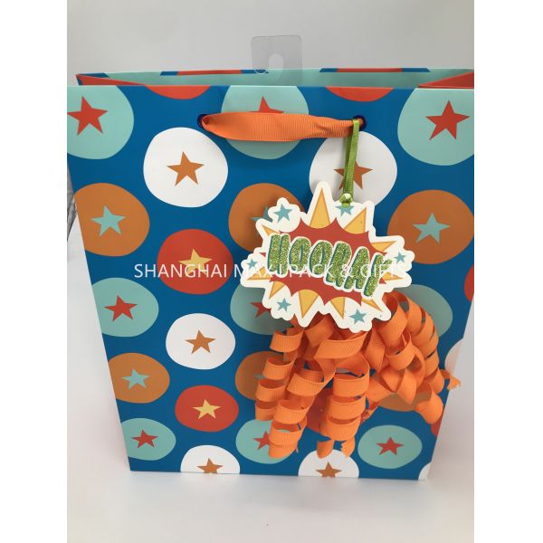 Kids Mini Extra Large Xmas Gift Bags , Blue / Brown Unique Children'S Christmas Gift Bags