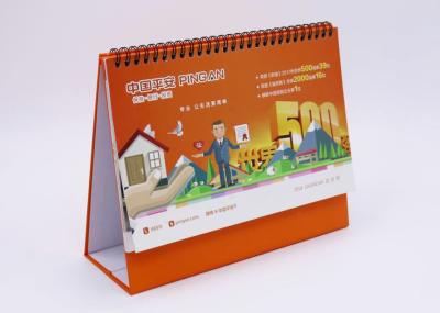Placa frente e verso ereta personalizada espiral dos calendários de mesa do auto para a promoção do presente