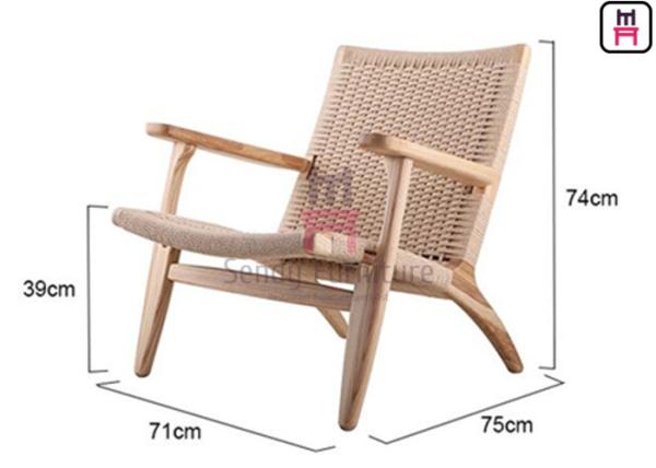 Cadeira 0.45cbm de Ash Wood Armrest Garden Leisure com corda para trás