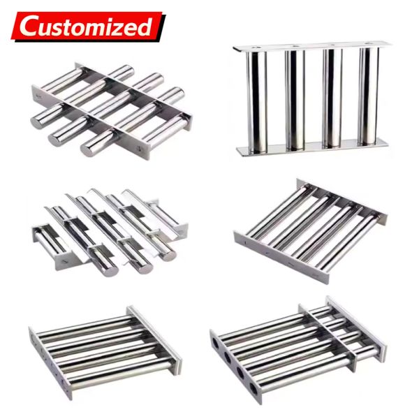 Custom Permanent Strong Magnet Grid 12000 Gauss Neodymium Bar Rod Separator Stainless Filter High Magnetic Hopper Grate Magnet for lithium battery manufacturers, factories, and manufacturing industrie