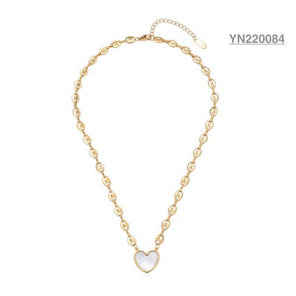 Women Girls Trendy Heart Pendant Necklace Europe USA Shell Heart Charm Choker
